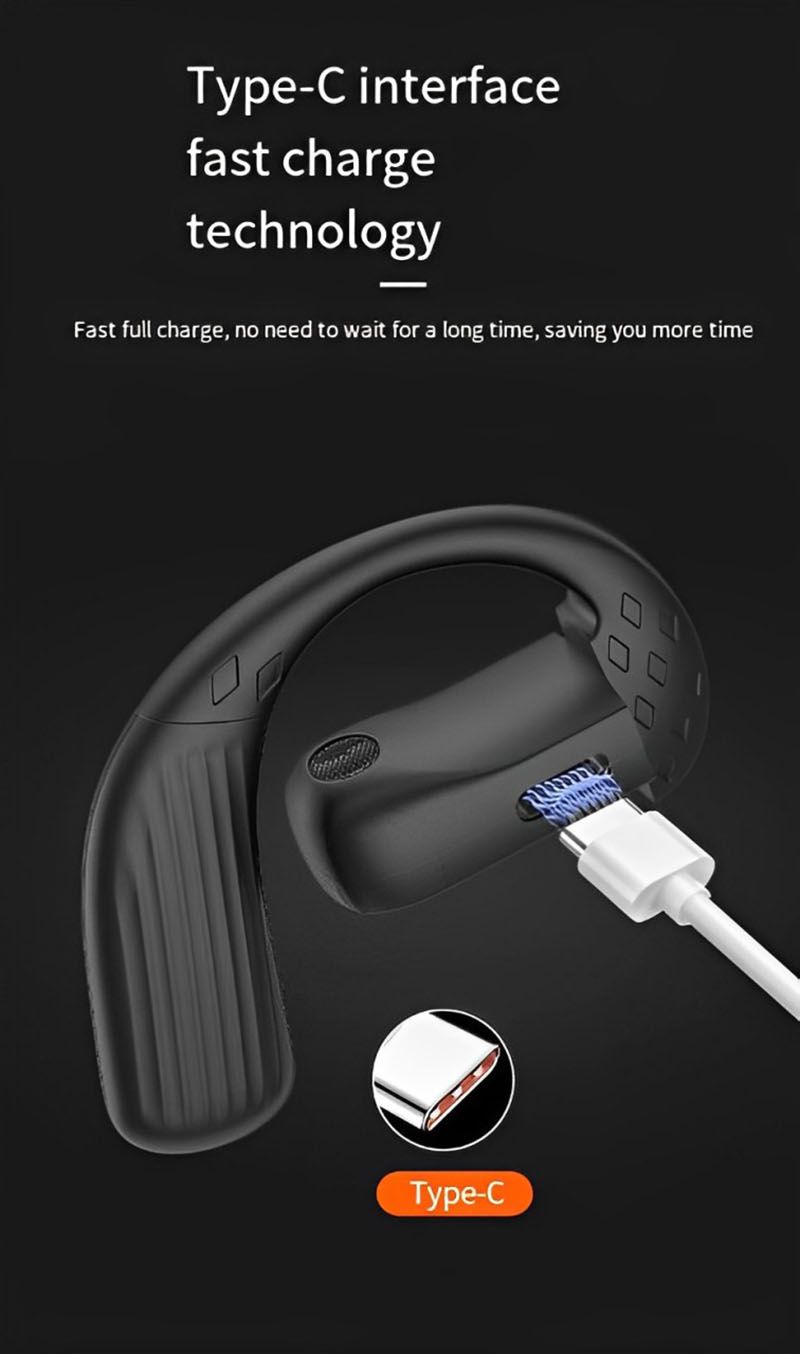RichRipple 180° Rotatable Left/Right 10H Play Time Wireless  Bluetooth Earphone Digital Display Single Earbud Ultra Long Standby Business Earpods HD Call Headset Outdoor