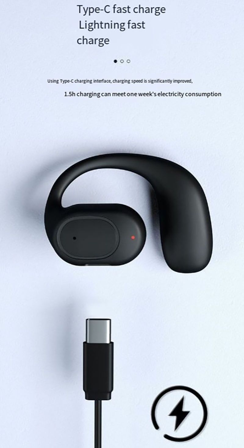 RichRipple F1 6H Play Time Wireless  Bluetooth Earphone Digital Display Single Earbud Ultra Long Standby Business Earpods HD Call Headset Outdoor