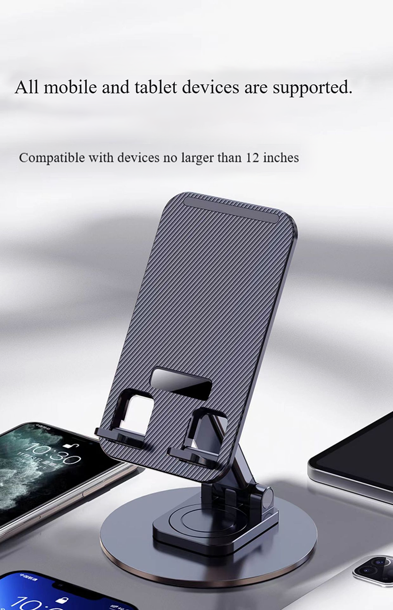 Tablet Mobile Phone Stand 360° Rotating Foldable For iPad Pad Desk Holder Bracket Cellphone Infinix itel TECNO Xiaomi Universal Metal Base
