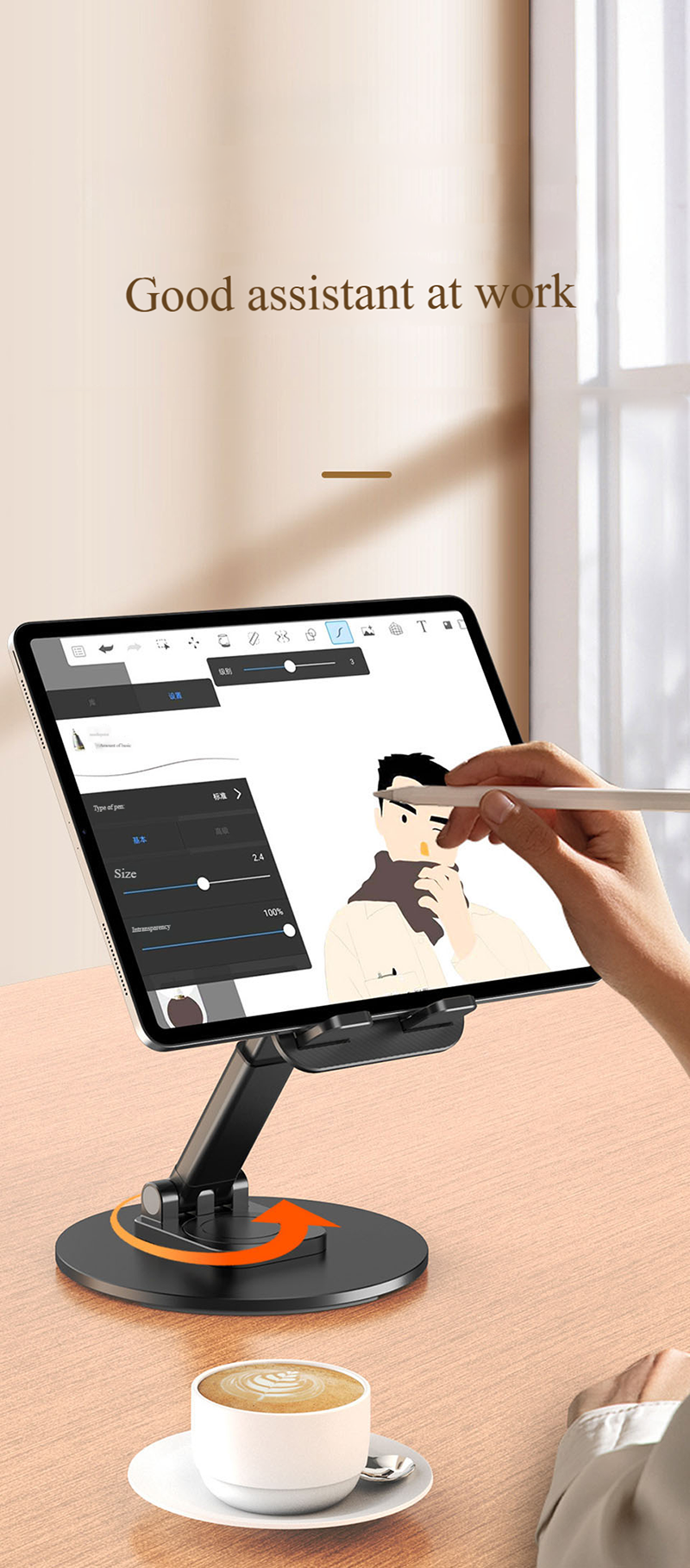 Tablet Mobile Phone Stand 360° Rotating Foldable For iPad Pad Desk Holder Bracket Cellphone Infinix itel TECNO Xiaomi Universal Metal Base