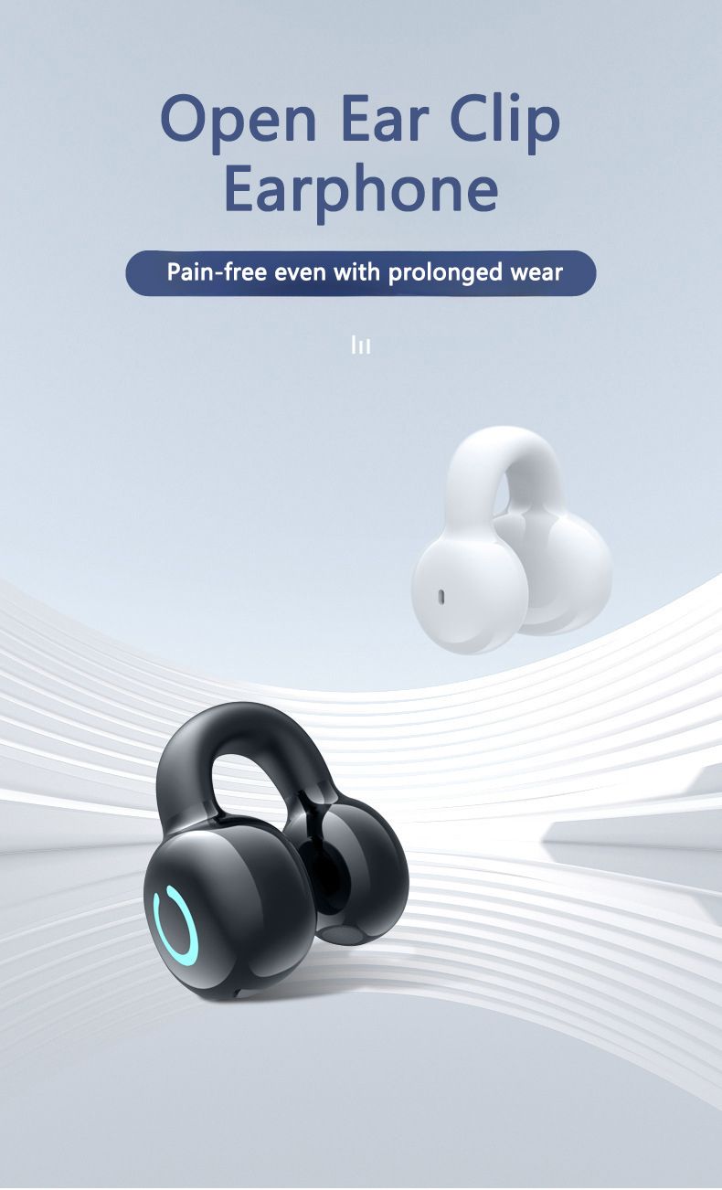 RichRipple  Long Standby 4-6H Single-Pack Sports Bluetooth Headset Ear Clip Type Non-In-Ear Stereo Mini Headset Durable Black