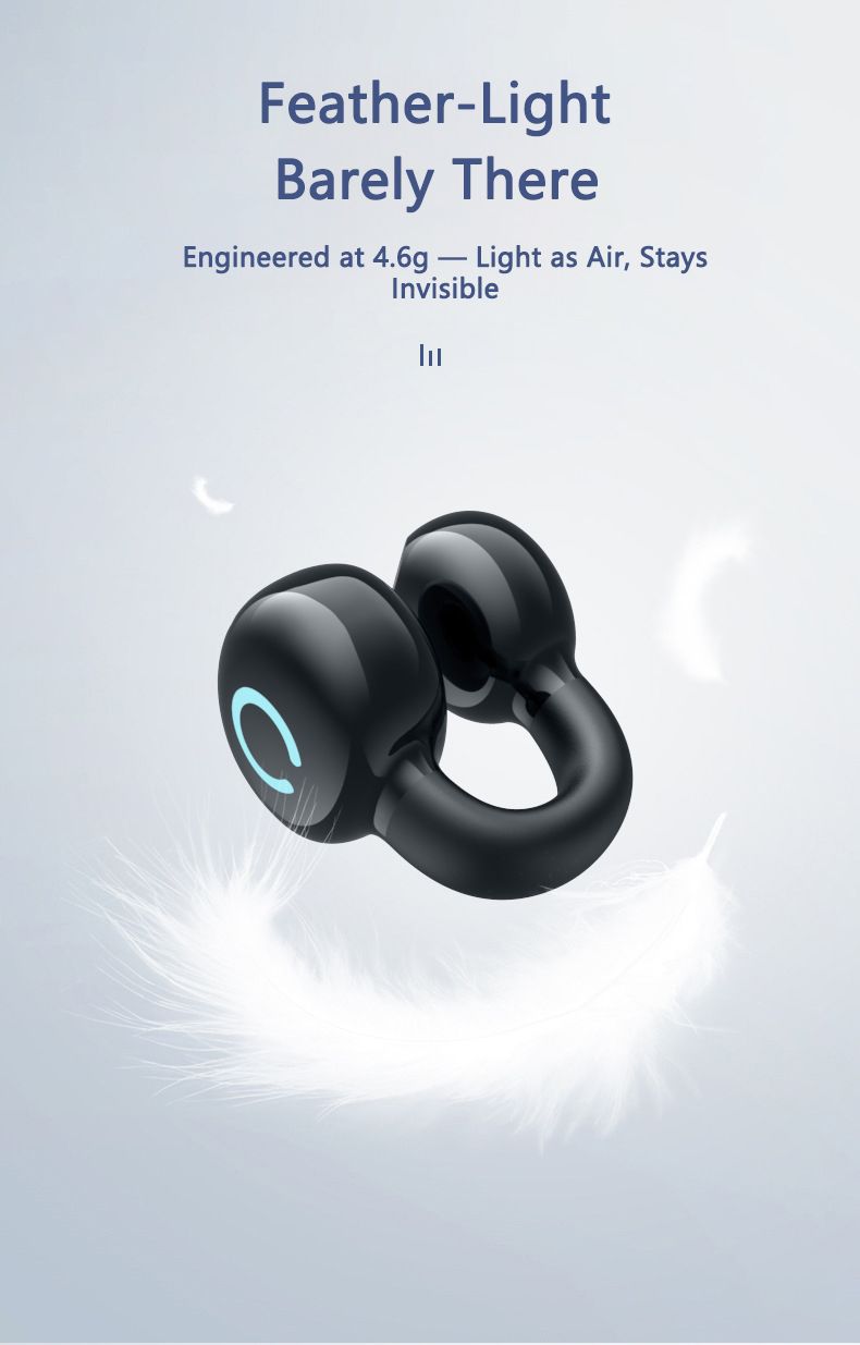 RichRipple  Long Standby 4-6H Single-Pack Sports Bluetooth Headset Ear Clip Type Non-In-Ear Stereo Mini Headset Durable Black