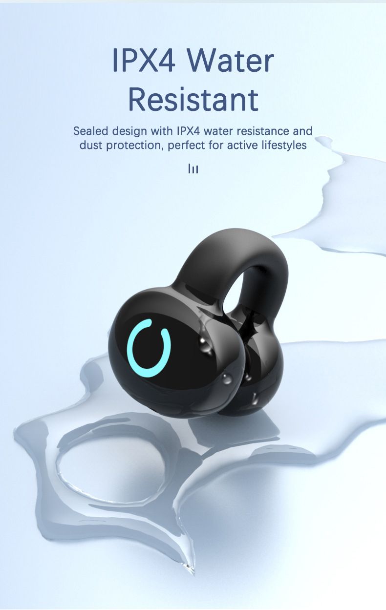 RichRipple  Long Standby 4-6H Single-Pack Sports Bluetooth Headset Ear Clip Type Non-In-Ear Stereo Mini Headset Durable Black