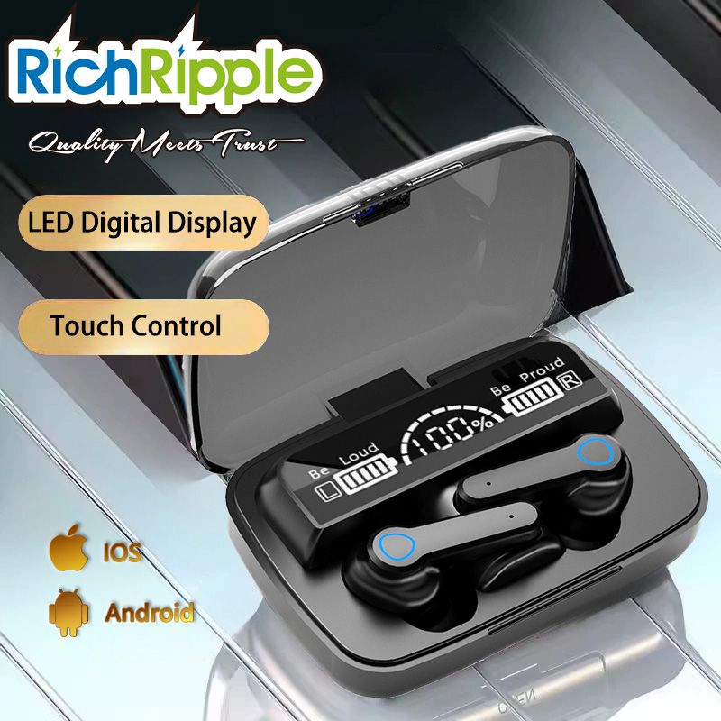 RichRipple M19 Wireless Earbud HiFi Super Long Endurance Voice Assistant LED Digital Display Bluetooth-compatible 5.3 Mini In-ear Earphone
