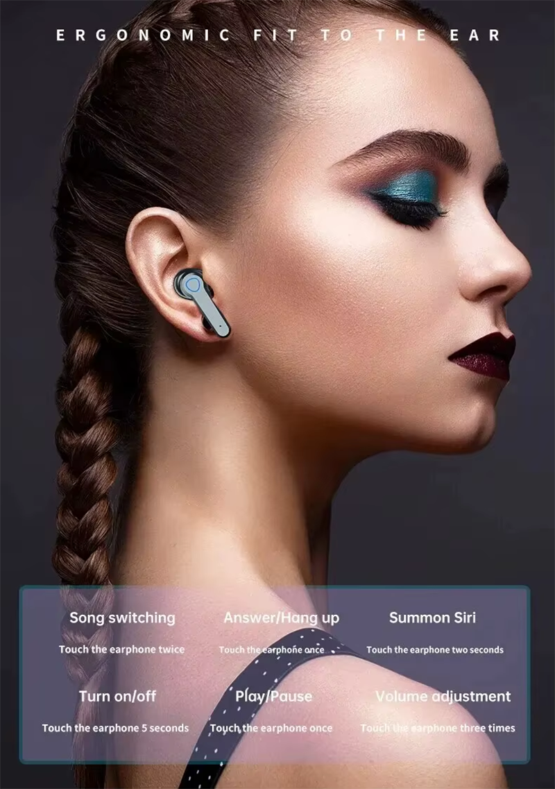 RichRipple M19 Wireless Earbud HiFi Super Long Endurance Voice Assistant LED Digital Display Bluetooth-compatible 5.3 Mini In-ear Earphone