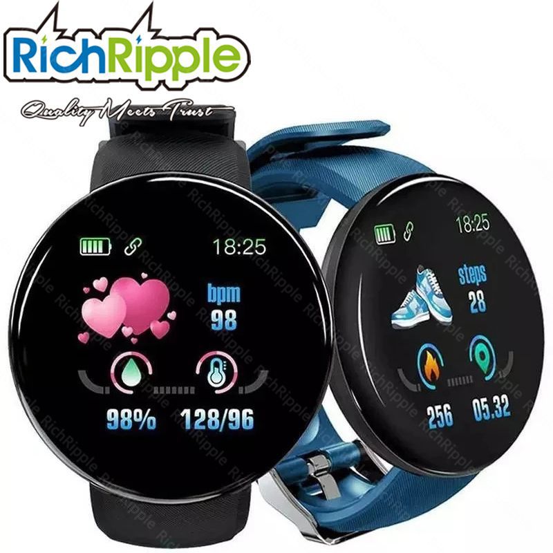 RichRipple D18 Smart Watch Heart Rate/Blood Pressure/Blood Oxyge Monitor Smart Bracelet Wristband Fitness Tracker Waterproof SmartWatch