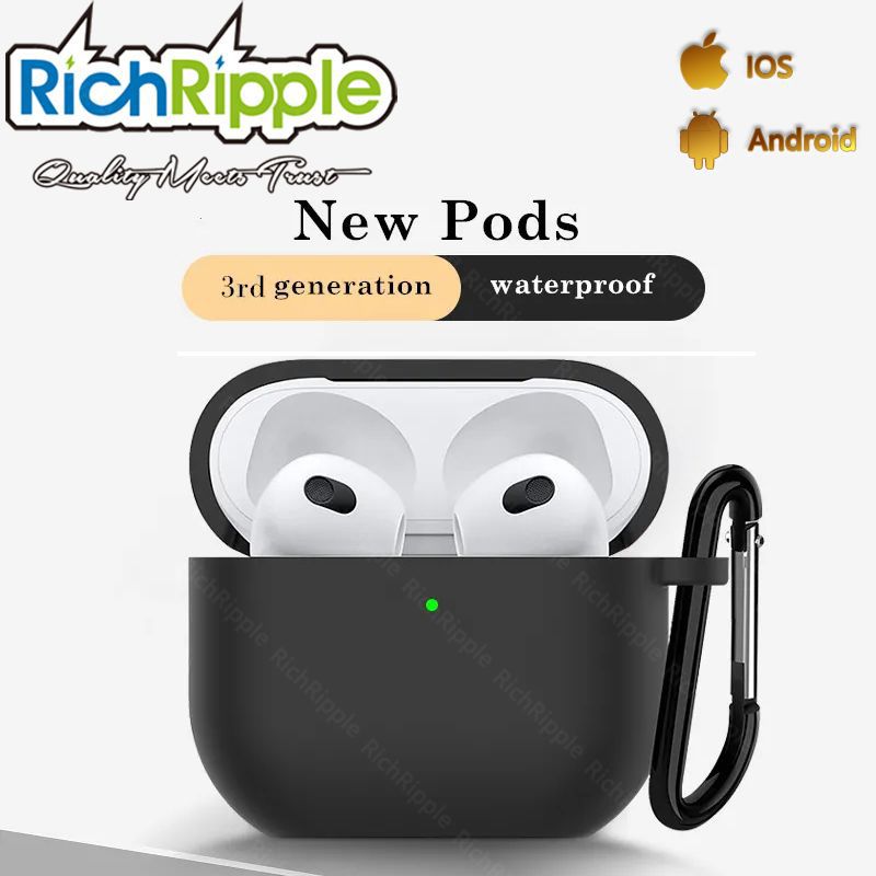 RichRipple NEW 3rd Generation Pods TWS Wireless Bluetooth Earphone Rename Bluetooth 5.0 Earpods Mini Earbuds with Charging Box Sports Handsfree Headset for Android and IOS