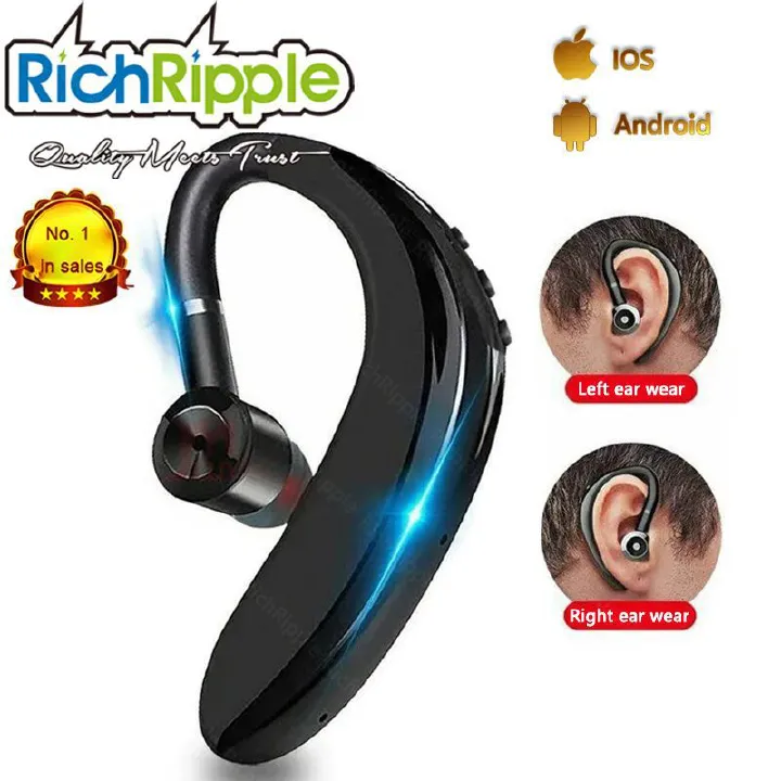 RichRipple Wireless  Bluetooth Earphone with microphone for all smartphones, hands-free sports Earpods with Bluetooth connection and microphone
