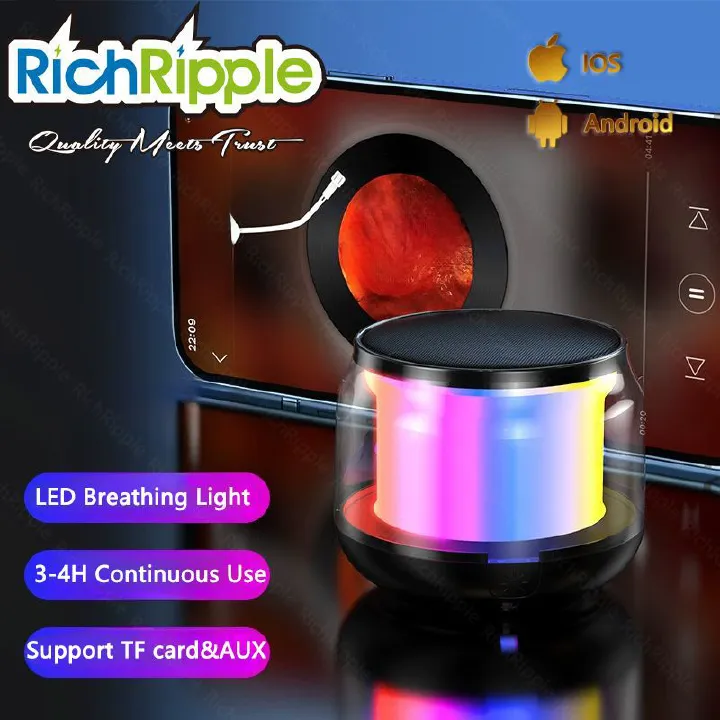 RichRipple Portable  Bluetooth Speaker Colorful Lights 360°Surround Stereo Sound, Hands-Free Wireless superbass Speakers for live show party show