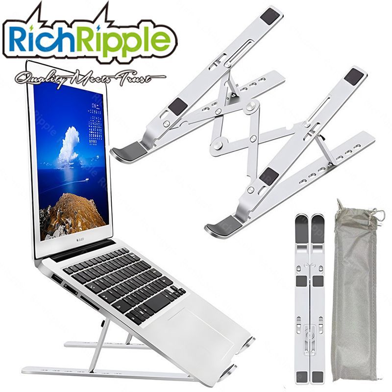 RichRipple 100% Aluminium Alloy Foldable Laptop Stand, Ergonomic Laptop Holder Tablet Holder Mounts,Adjustable Riser Cooling Bracket with 10 to 15.6 Inches Notebook Computer Mounts & Stands
