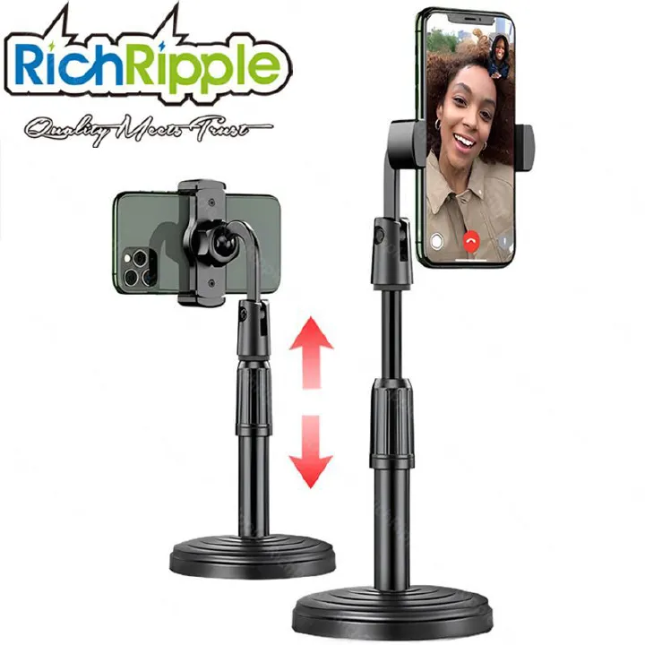 RichRipple 180°Rotatable Multi-functional Retractable Mobile Phone Stand For Live Broadcast Desk Table Clip Bracket Table Mount for All Mobile Phones