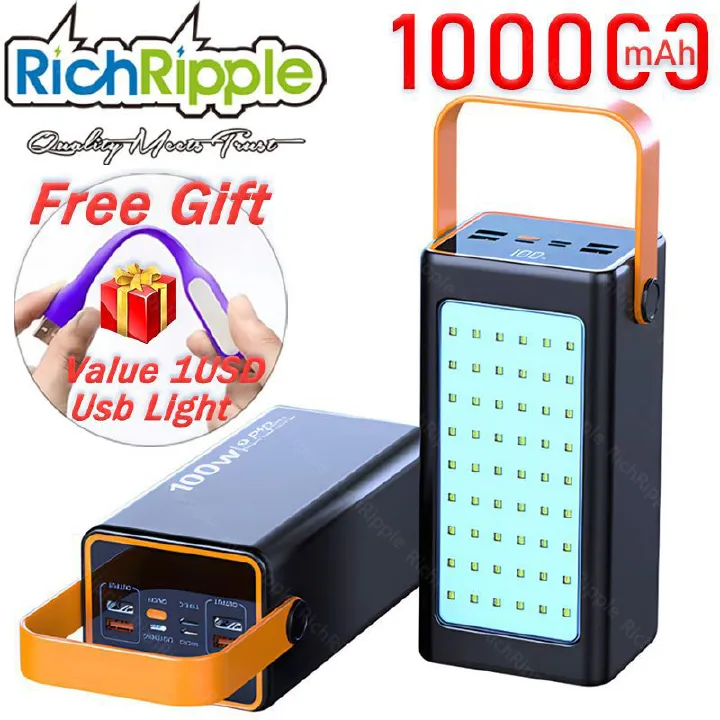 RichRipple Power Banks 100000mah Power Bank Portable Charger Built-in USB C/Micro ,Fast Charging External Phone Battery Pack Compatible with iPhone iPad Samsung Tecno and More