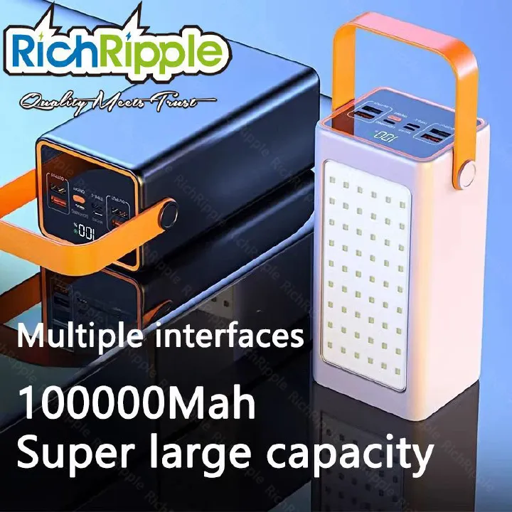 RichRipple Power Banks 100000mah Power Bank Portable Charger Built-in USB C/Micro ,Fast Charging External Phone Battery Pack Compatible with iPhone iPad Samsung Tecno and More powerbank