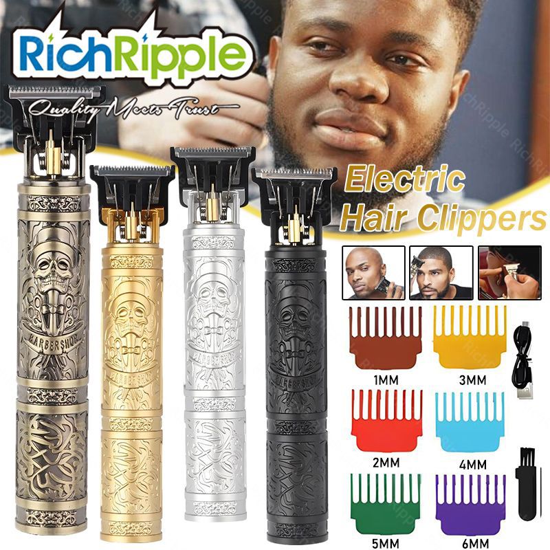 RichRipple USB T9 Barber 6 Color Limit Comb Rechargeable Professional Barber Shaver Electric Hair and Beard Trimmer