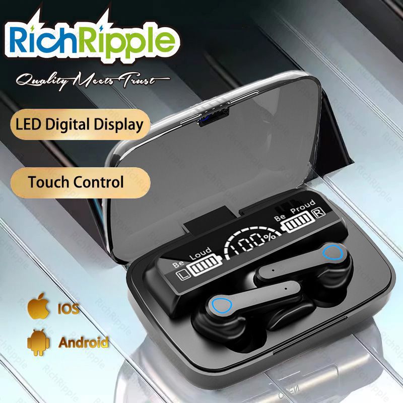 RichRipple M19 Wireless Earbud HiFi Super Long Endurance Voice Assistant LED Digital Display Bluetooth-compatible 5.3 Mini In-ear Earphone