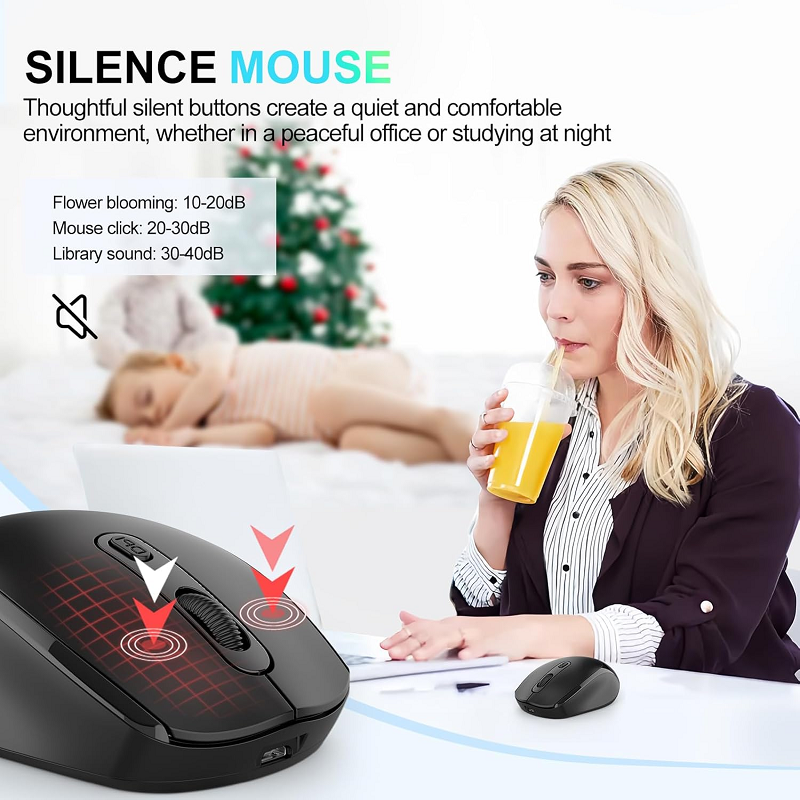 RichRipple 2.4G Wireless Dual-mode Bluetooth Mouse Wireless Rechargeable Mouse Ergonomic Office Mouse Silent Mouse Adjustable DPI Mouse