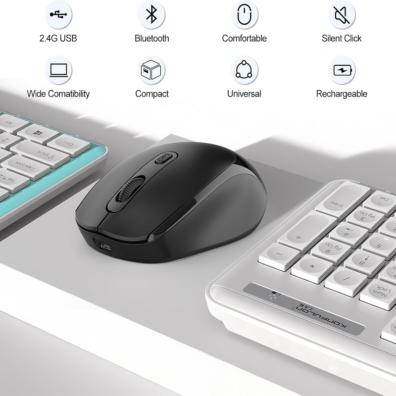 RichRipple 2.4G Wireless Dual-mode Bluetooth Mouse Wireless Rechargeable Mouse Ergonomic Office Mouse Silent Mouse Adjustable DPI Mouse