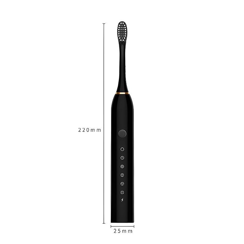 RichRipple Electric Toothbrush With 6 Brush Heads 6-Speed model Black For Men Women Kids adults Tooth brushes rechargeable Smart Timer Whitening