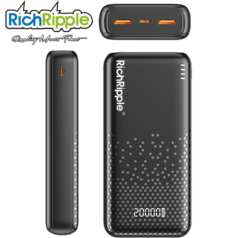 RichRipple Power Banks 20000mAh Y20 USB IPhone Power Bank Suitable for all Phones LED Display Portable Power Bank powerbank