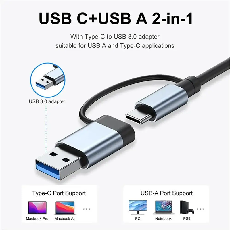 USB C Hub 8 In 1 Type C To Adapter SD/TF Card Reader PD Fast Charge 3.5 Audio Thunderbolt 3 USB Dock For MacBook Pro 8-in-1