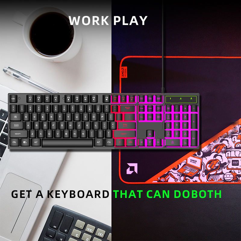 RichRipple Keyboard & Mouse Combos Backlit Gaming Keyboard And Mouse Rubber Russian Wired Keyboard Suitable For Gamers