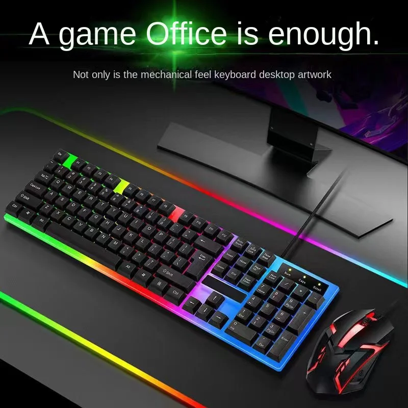 RichRipple Keyboard & Mouse Combos Backlit Gaming Keyboard And Mouse Rubber Russian Wired Keyboard Suitable For Gamers