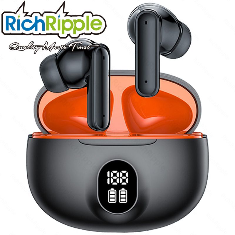 RichRipple New 510C TWS Wireless Earphone Sports Earphods Digital LED Display Stereo Earphones with Mic 5.3 Bluetooth Type-C