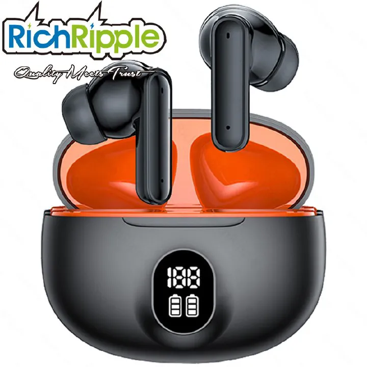 RichRipple New 510C TWS Wireless Earphone Sports Earphods Digital LED Display Stereo Earphones with Mic 5.3 Bluetooth Type-C