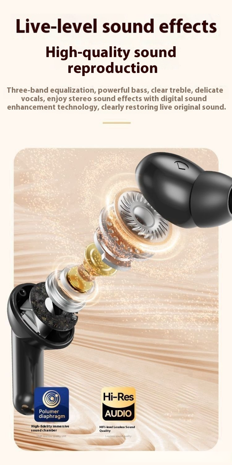 RichRipple New 510C TWS Wireless Earphone Sports Earphods Digital LED Display Stereo Earphones with Mic 5.3 Bluetooth Type-C