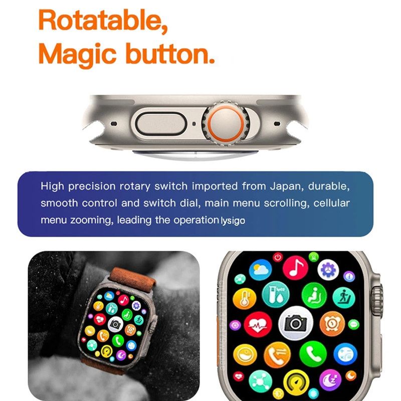 T900 Ultra Smart Watch 2 Watchbands Bluetooth Calls Wireless Charger Mens Watch Women Sport Fitness Smartwatch for Apple Xiaomi Android Phone