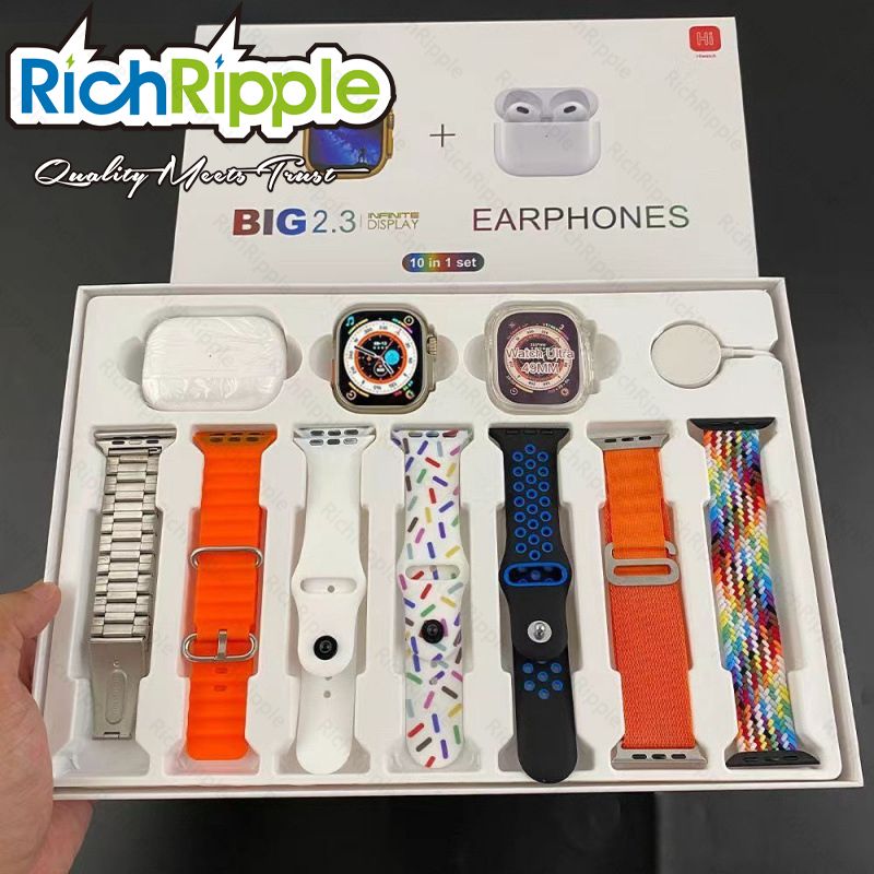 RichRipple New i20 Ultra Smart Watch Strap 49mm 2.2inch Full Touch Screen Sports Fitness Watch IP68 Waterproof Bluetooth Call Smart Watch Smartwatch set