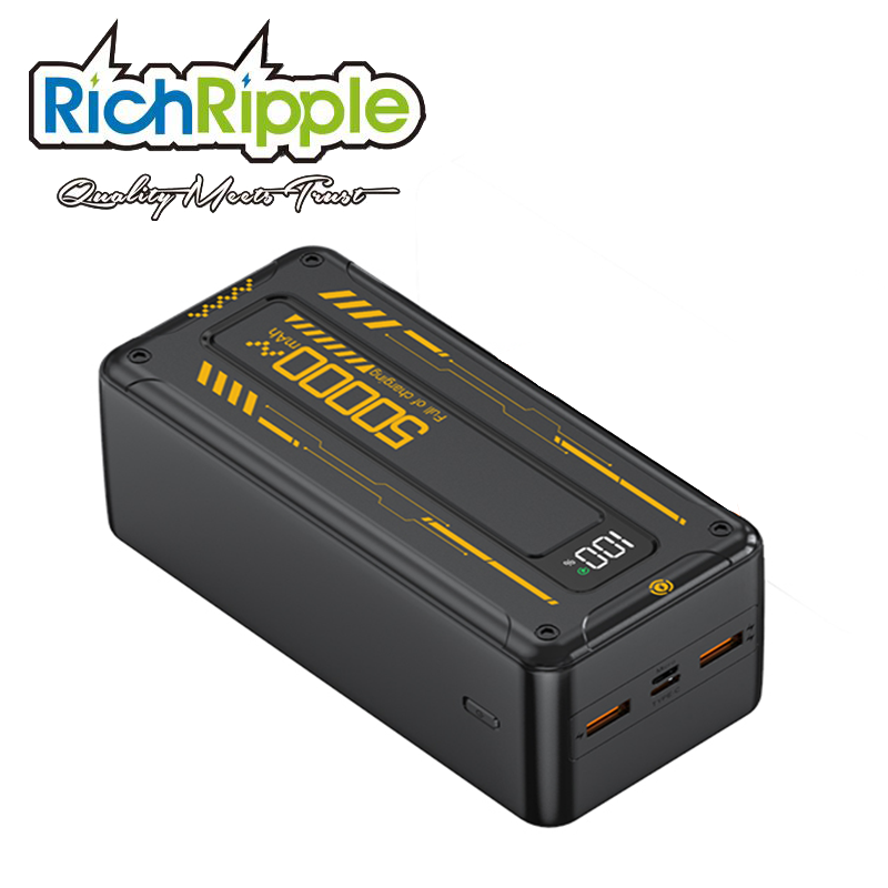 RichRipple Power Banks 50000mah 22.5W Fast Charging Power Bank charge station ExterBattery USB Large Capacity Portable for all Phones Black 50000mah powerbank