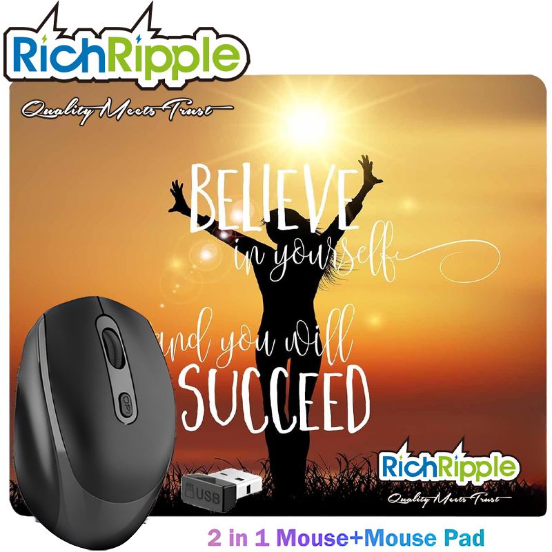 RichRipple 2 in 1 Mouse+Mouse Pad 2.4G Wireless Dual-mode Bluetooth Mouse Wireless Rechargeable Mouse Ergonomic Office Mouse Silent Mouse Adjustable DPI Mouse