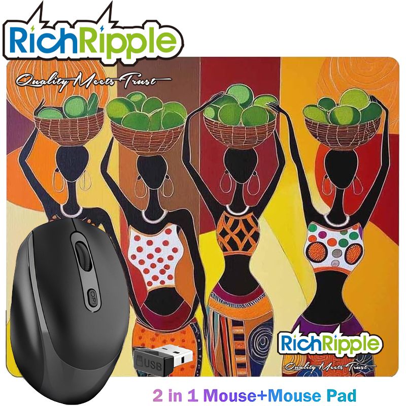 RichRipple 2 in 1 Mouse+Mouse Pad 2.4G Wireless Dual-mode Bluetooth Mouse Wireless Rechargeable Mouse Ergonomic Office Mouse Silent Mouse Adjustable DPI Mouse