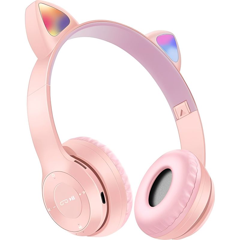 RichRipple P47M Wireless Cute Cat Ear Headphones Stereo RGB Bluetooth Headphone Sports Foldable Headset With TF Micro for IOS/Android