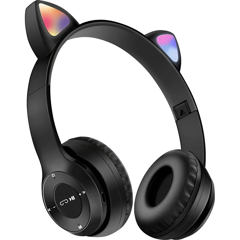 RichRipple P47M Wireless Cute Cat Ear Headphones Stereo RGB Bluetooth Headphone Sports Foldable Headset With TF Micro for IOS/Android