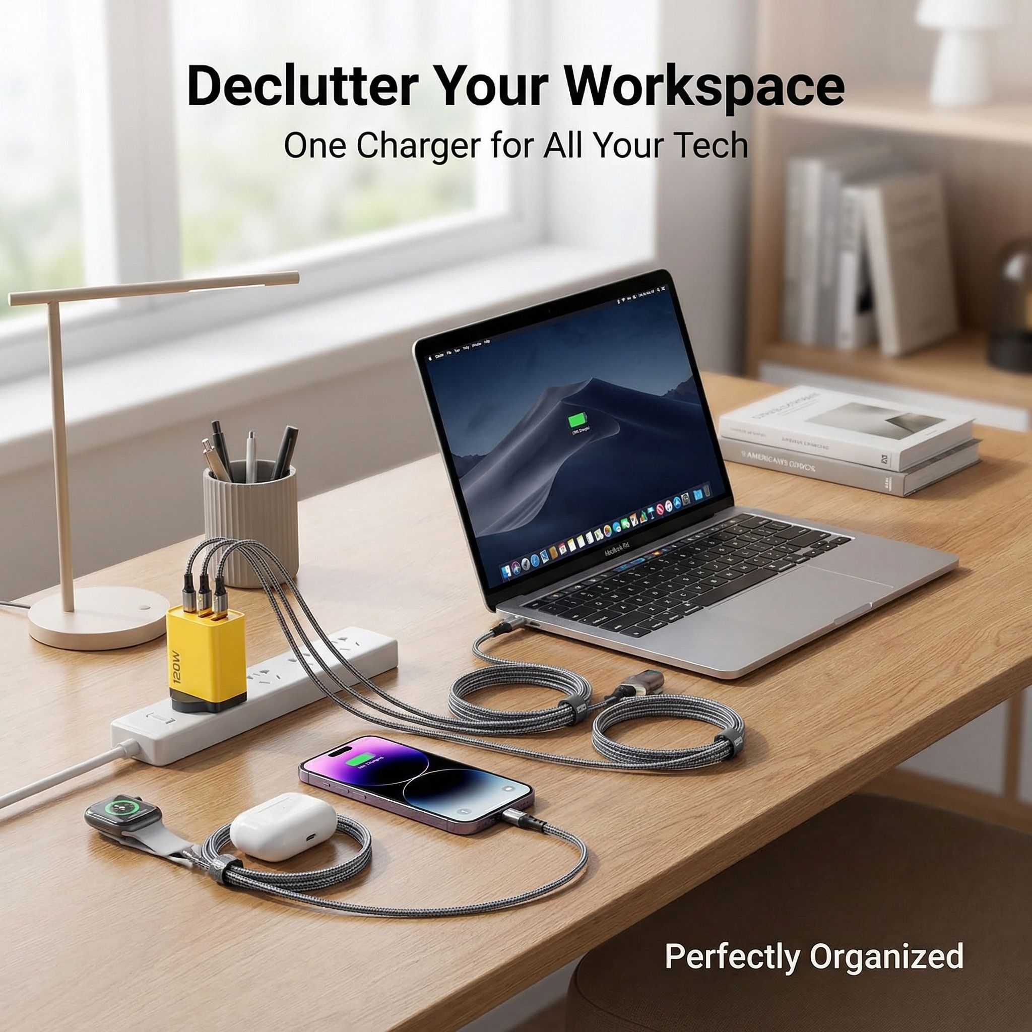 RichRipple 3 USB Port+1 Type-C Port 3.0 Faster Charger With Free Gift 3in1 Micro Type-c Apple plugs 2.0 Charging Cable