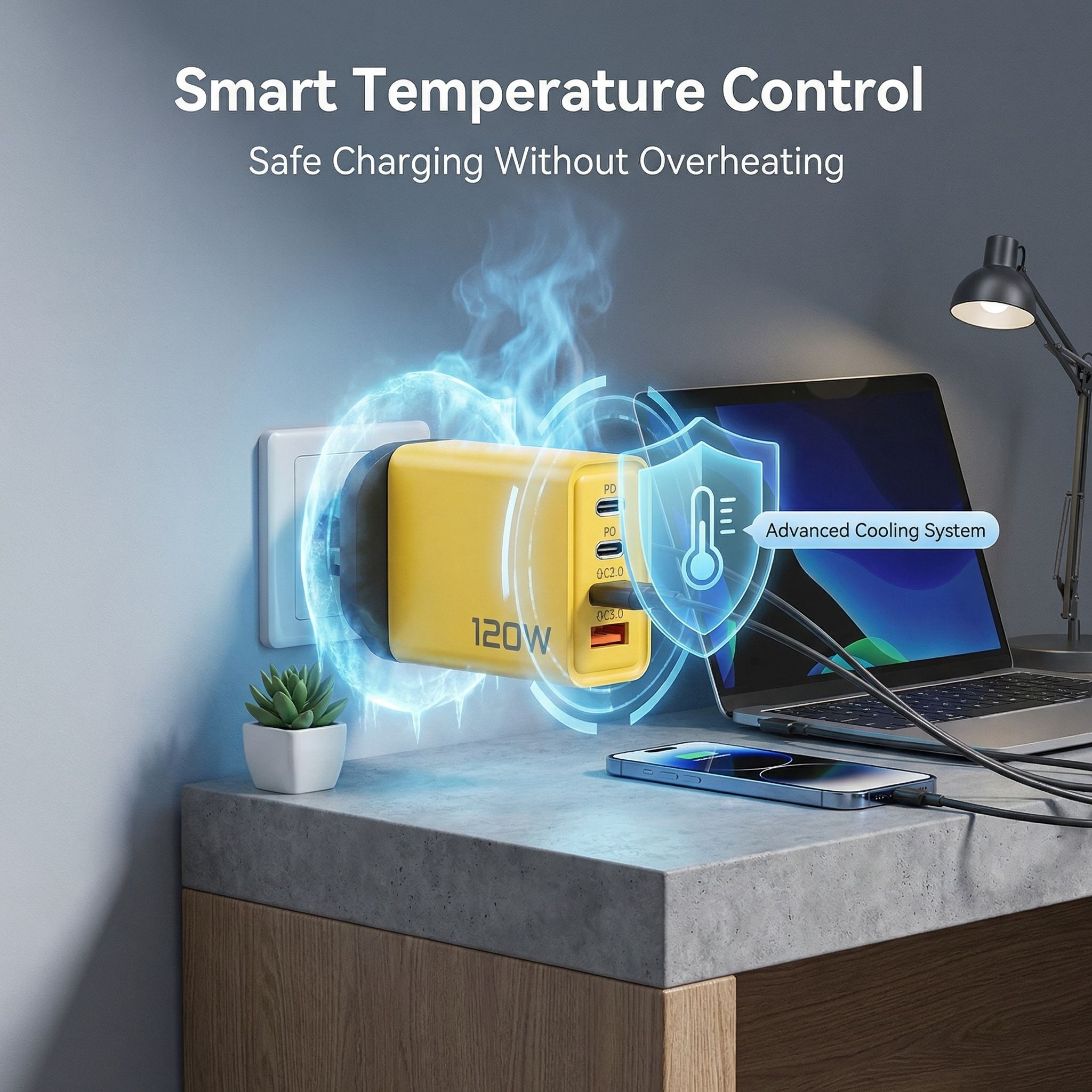 RichRipple 3 USB Port+1 Type-C Port 3.0 Faster Charger With Free Gift 3in1 Micro Type-c Apple plugs 2.0 Charging Cable