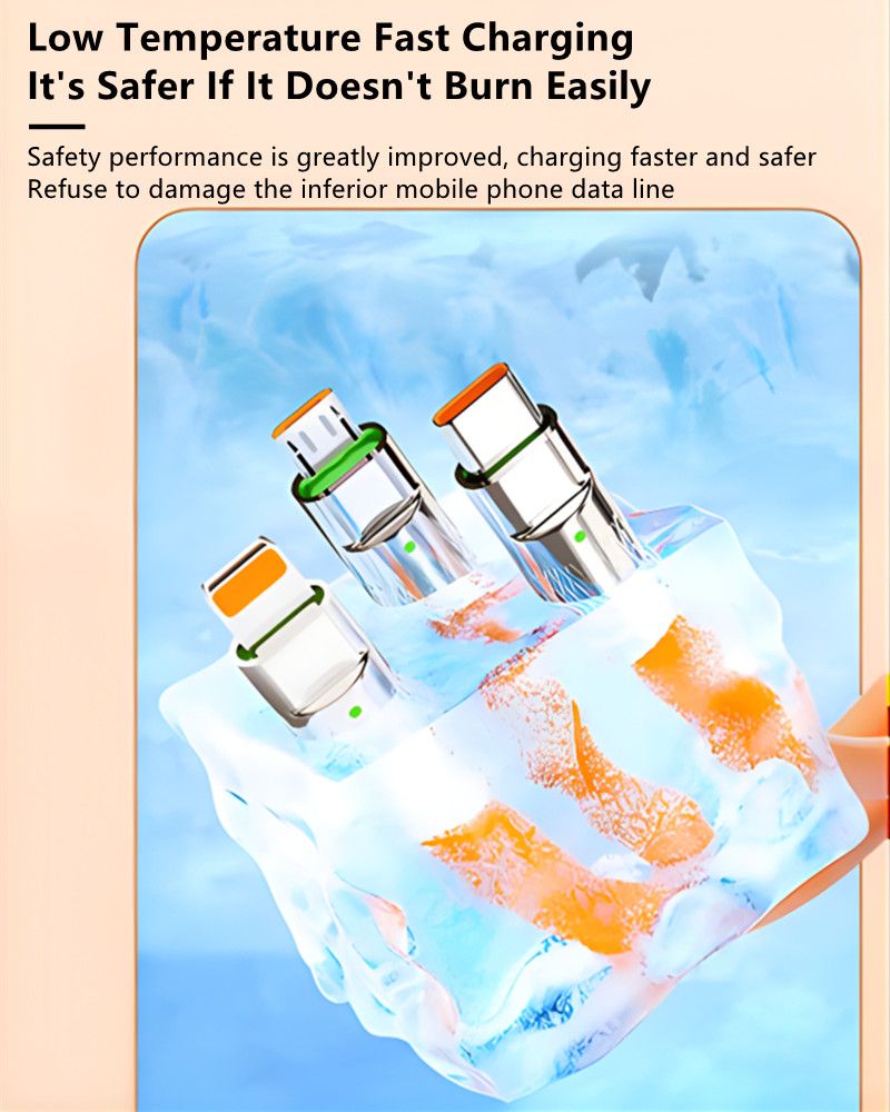 RichRipple 4 in 1 65W 1.5M Fast Charging Cable USB Data Cables Suitable For IPhone Xiaomi Tecno Huawei Samsung Charger Liquid Silicon Type-C Micro Lighting Charging Cable