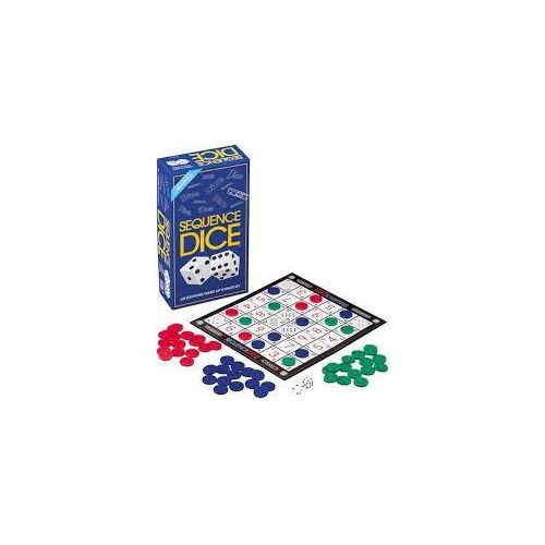 SEQUENCE DICE, Travel Classics For 2-4 players, ages 8 and up 2 six sided dice, and 60 marking chips.