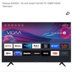 Hisense 43" Inch SMART TV, A6 Series, 43A6, UHD 4K, FRAMELESS Smart TV-NETFLIX,YOUTUBE,PRIMEVIDEO,NATURAL COLOR ENHNANCER-BLUETOOTH CONNECTIVITY, BUILT-IN WIFI, INBUILT DECODER,VIDAA OS,DTS VIRTUAL-X+