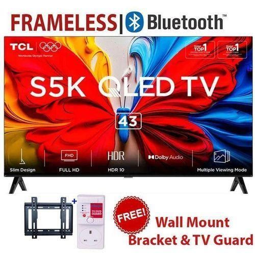 TCL 43" Inch Smart QLED Google Android TV//Full HD, Wi-Fi, Bluetooth, HDMI/USB, Netflix//YouTube+FREE TV Guard+BRACKET