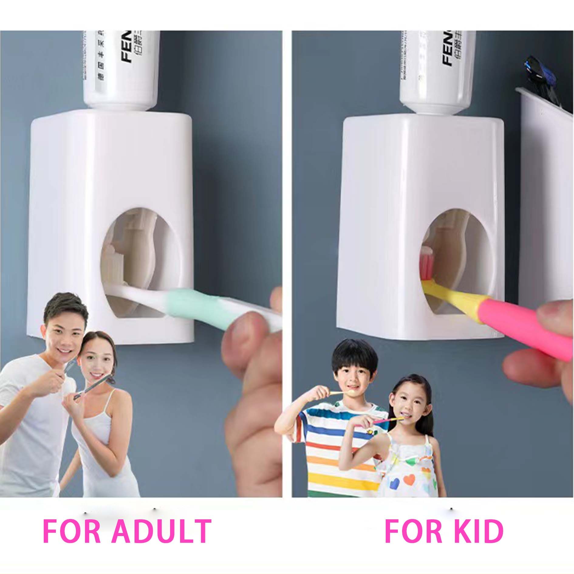 Toothbrush Holder Wall Mounted with Toothpaste Dispenser,Electric Toothbrush Holder with Colorful Mouthwash Cup and Multiple Toothbrush Slots (4 Cups)