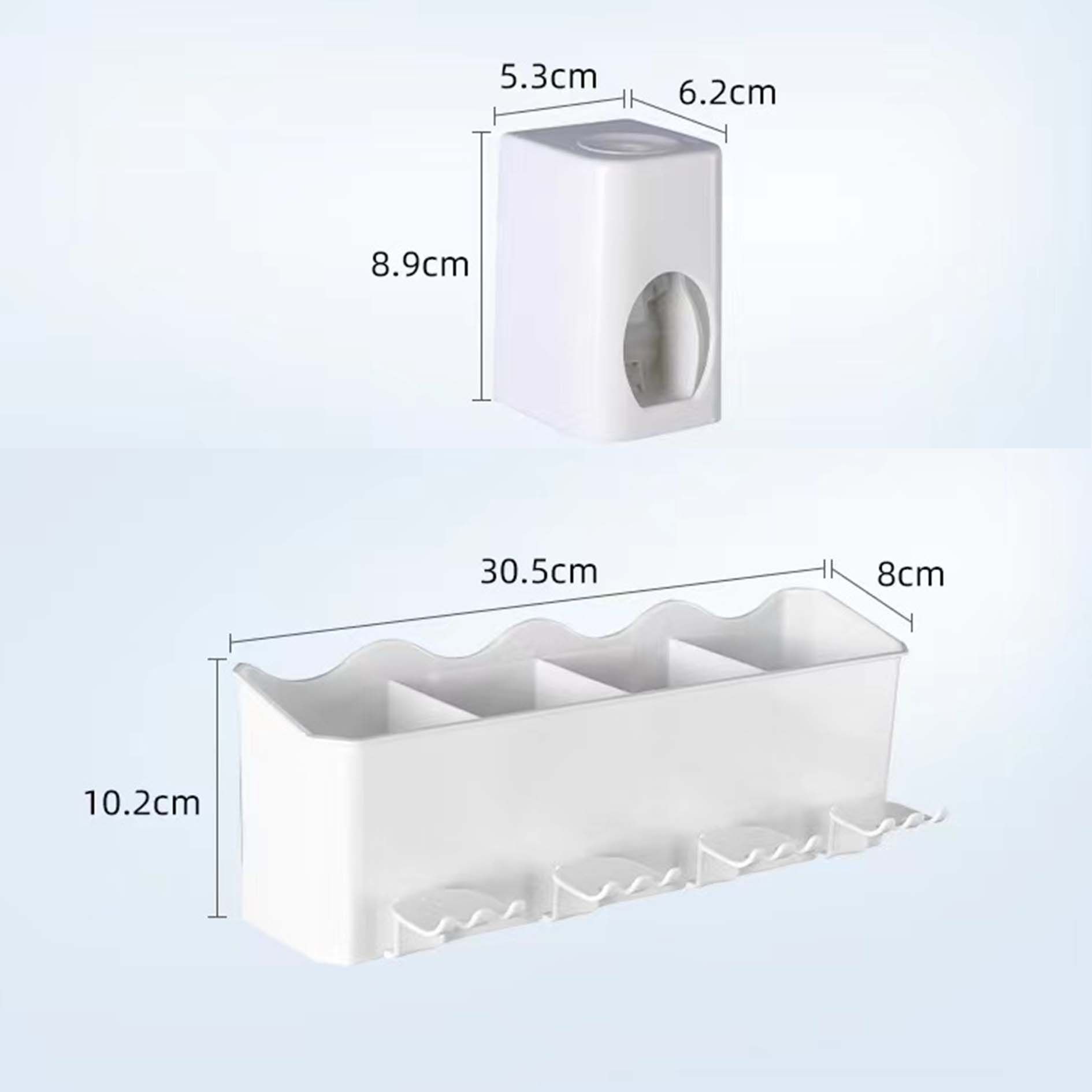 Toothbrush Holder Wall Mounted with Toothpaste Dispenser,Electric Toothbrush Holder with Colorful Mouthwash Cup and Multiple Toothbrush Slots (4 Cups)