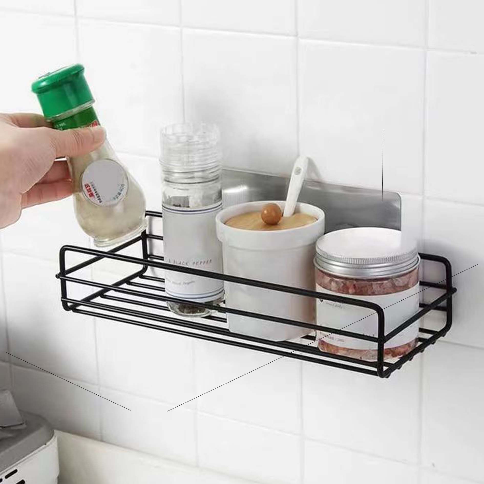 Bathroom Shelf Shower Shelves Shampoo Storage Rack Kitchen Storage Holder Punch-Free Wall Mounted Organizer Bathroom Accessories