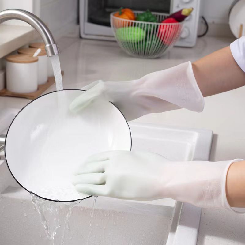 3 PAIRS Long Rubber Gloves Cleaning Dishwashing Kitchen Dish Washing Cooking Household Hand Dishwasher Bathroom Garden