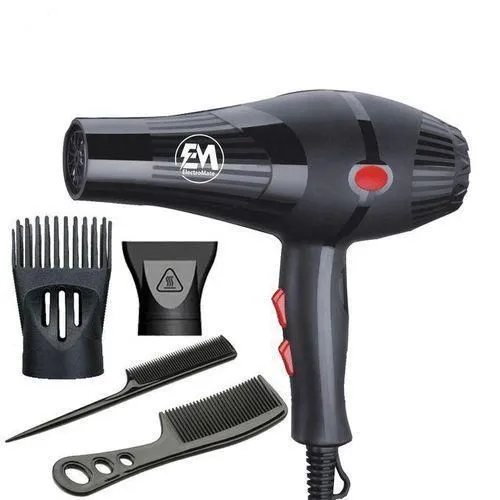 ElectroMate 2200w Professional Hair Dryer Blow-dry, With 3 Speed & 2 Temperature Settings, For Personal Use Black