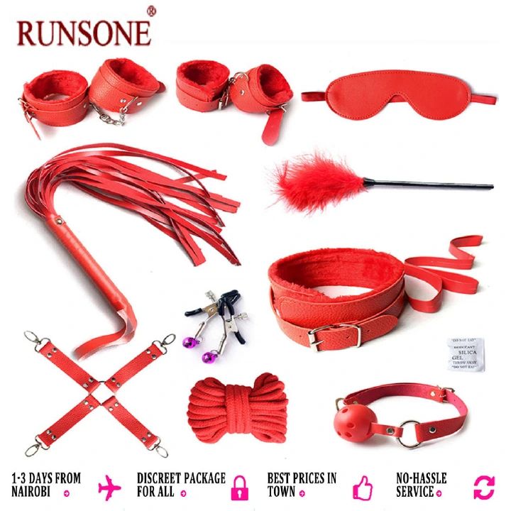 10pcs Pack Bondage Restraints BDSM Adult Sex Toys PU Leather Fetish Set Role Play Bed Game Handcuffs Mouth Ball Gag Foreplay Gift for Women Men Couples - image 15