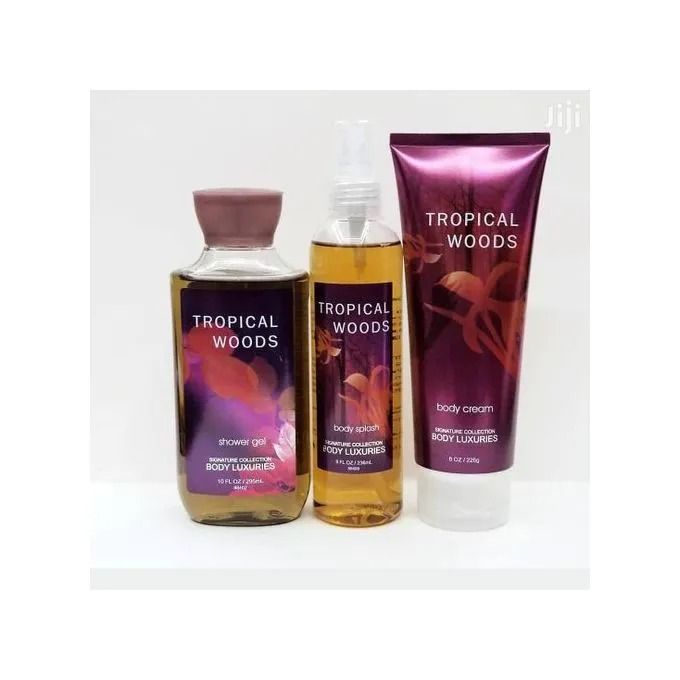 Body Luxuries Tropical Woods 3in1 Shower Gel ,Body Splash & Cream