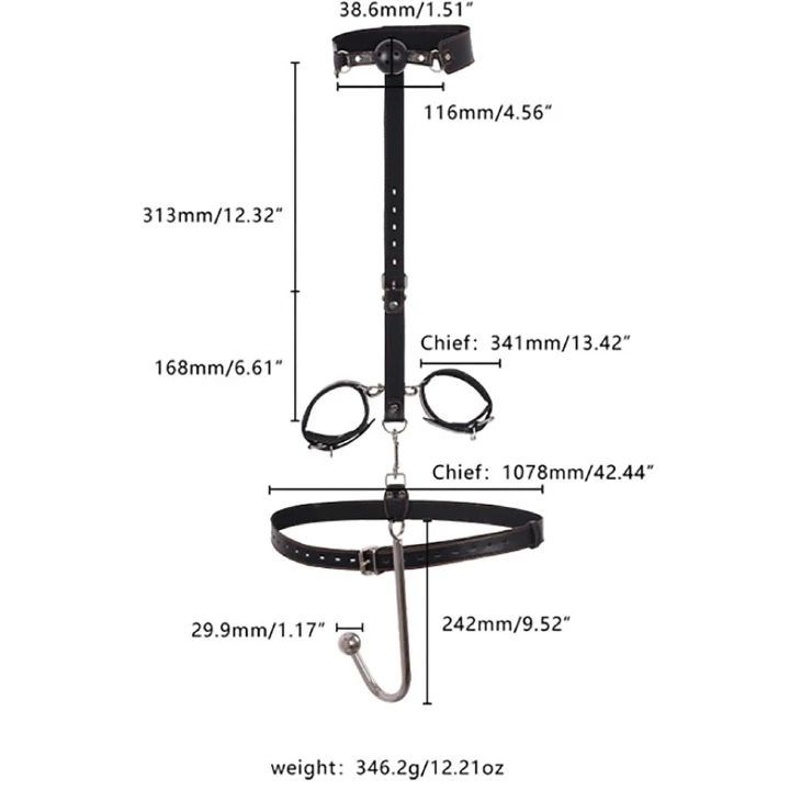 BDSM Sex Slaves Bondage Restraint Anal Hook Options Mouth Ball Gag Collor Chain Bed Foreplay SM Game Fetish Role Play Adjustable Cuffs Adult Sex Toys for Women Men Couples Beginner - image 10